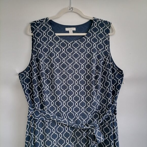 Charter Club Womens Blue Geometric Print Old Money Fit & Flare Dress Size 1X - Picture 2 of 8